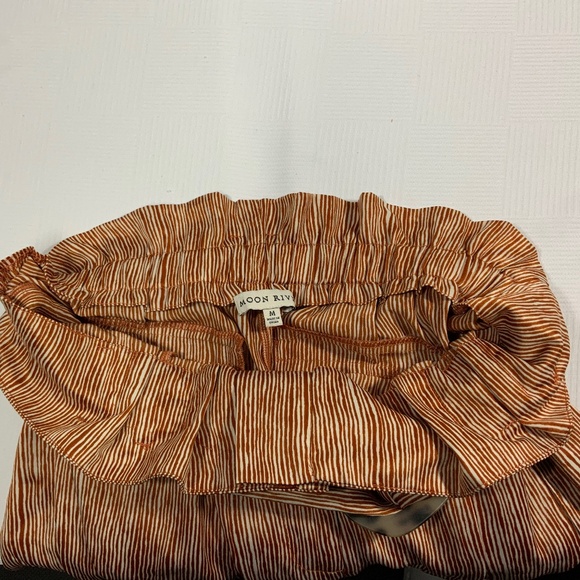 Moon River Wide Leg Orange Striped Pants - Medium - Picture 5 of 7